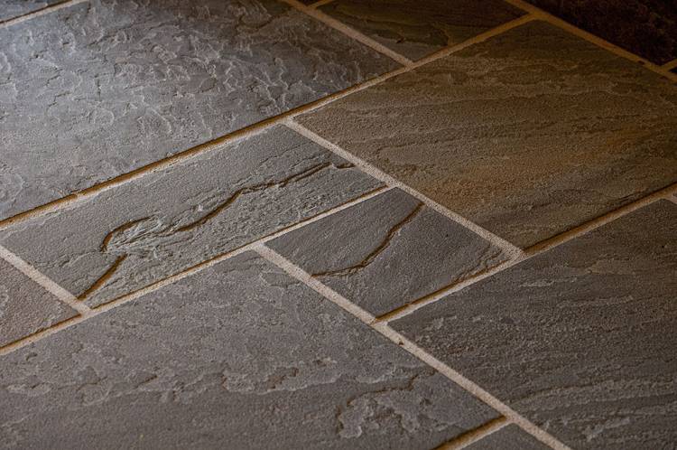 A close-up view of the stones in the floor of the library