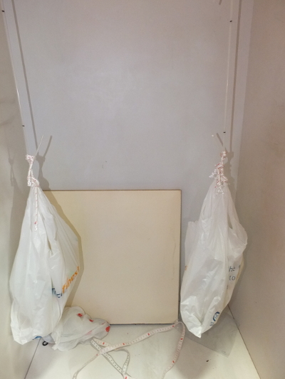 Bags hanging in a closet