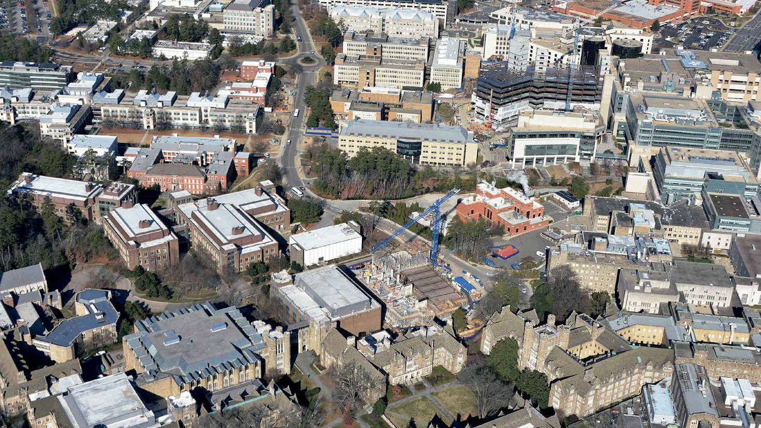 aerial view of Wilkinson Building construction