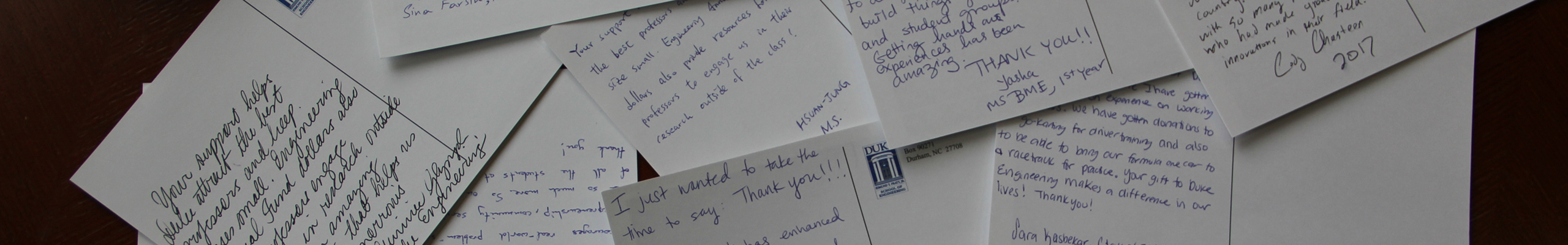 handwritten thank-you notes to Annual Fund donors