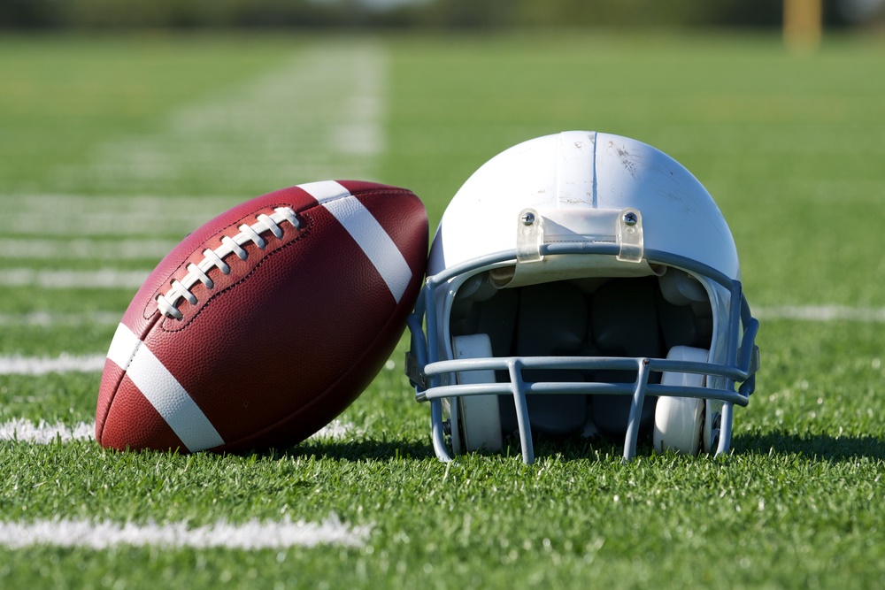 football helmet and ball