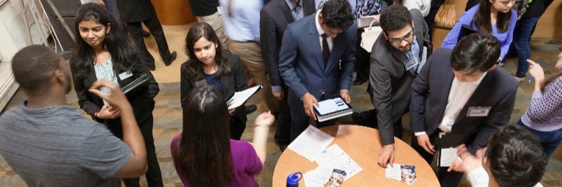 Students and employers gather at a TechConnect networking event.