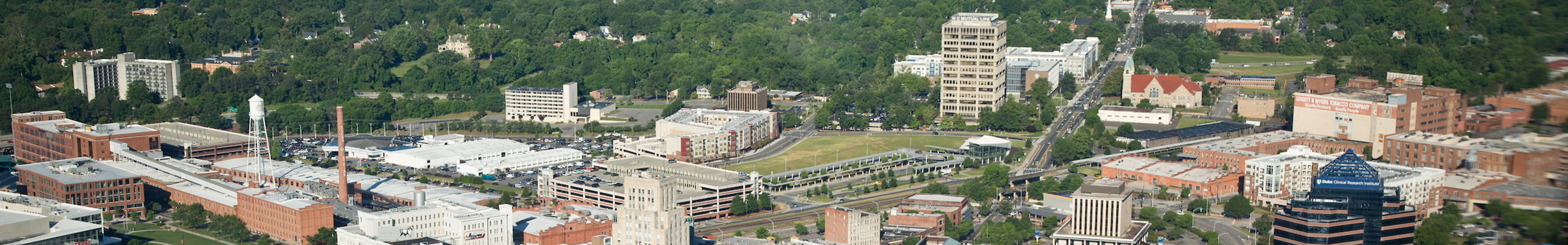 aerial view of downtown Durham