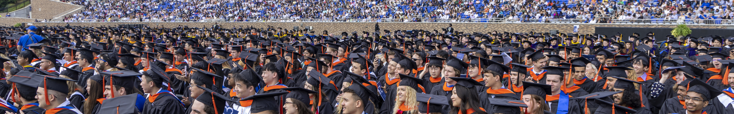 Duke Engineering Class of 2023 in caps and gowns at Wallace Wade Stadium