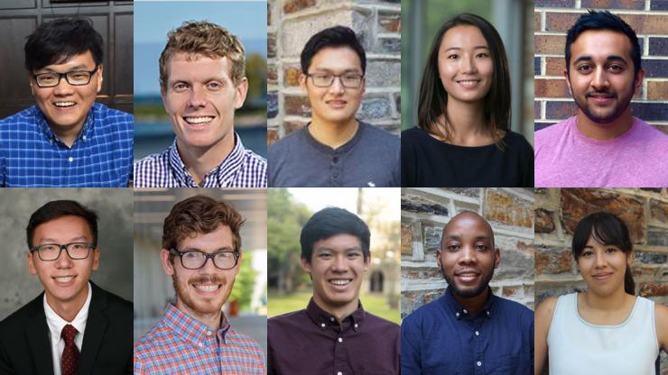 Ten PhD students earned competitive fellowships that will support one year of reserach. 