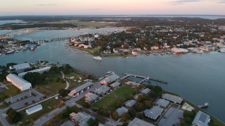 aerial view of Beaufort, NC