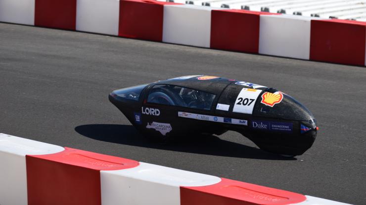 Duke Electric Vehicles' hydrogen car takes the track at Shell Eco-Marathon Americas
