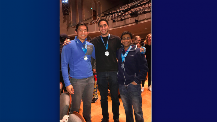 Jason Liu, Faris Albarghouthi, Jay Gupta and Manav Avlani (not pictured) won first prize at the 2017 HackDuke competition 