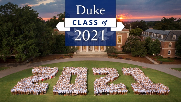 Duke's Class of 2021 gathers outdoors to spell 2-0-2-1