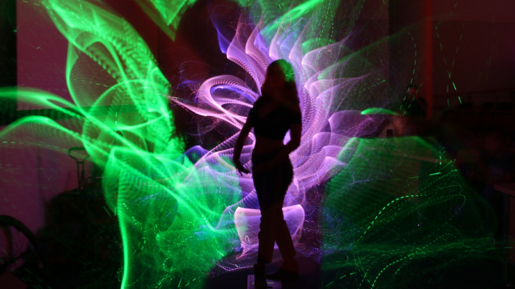 Light painting representing a dancer