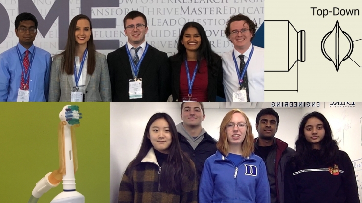Collage of Duke Engineering students with their medical device designs