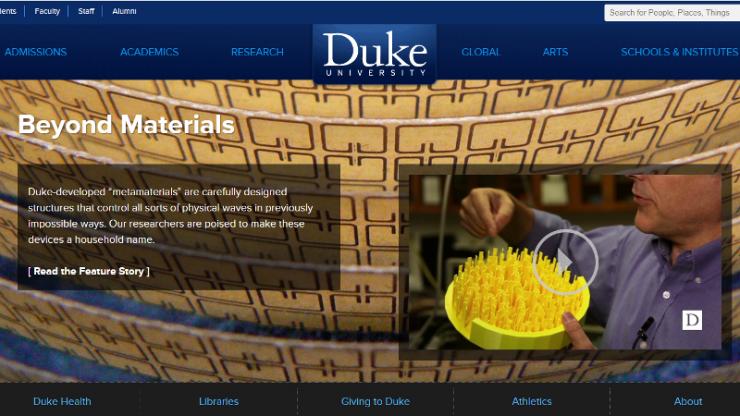 Duke website screenshot of metamaterials feature