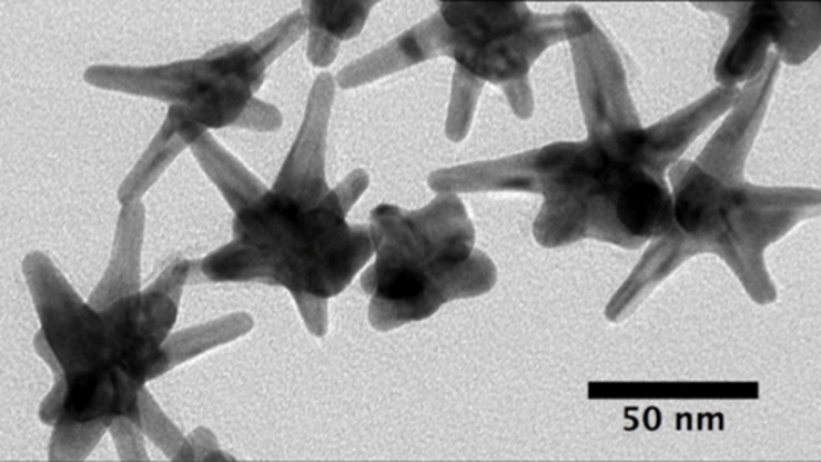 A handful of star-shaped nanoparticles with multiple prongs