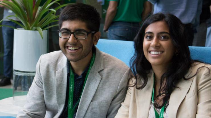 Duke undergraduates Ankit Rastogi (L) and Zui Dighe (R), the North American finalists in Schneider Electric's 2017 Go Green in the City case competition, will head to Paris in October for the international finals. 