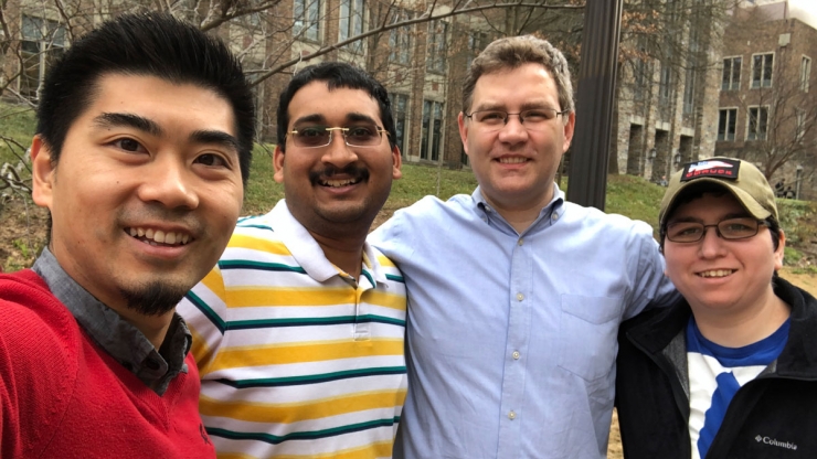 From left: Daniel Luo, Shreyas Hegde, Filippo Screpanti and Courtney Johnson together before social distancing precautions went into effect.