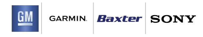 corporate logos: GM-Garmin-Baxter-Sony