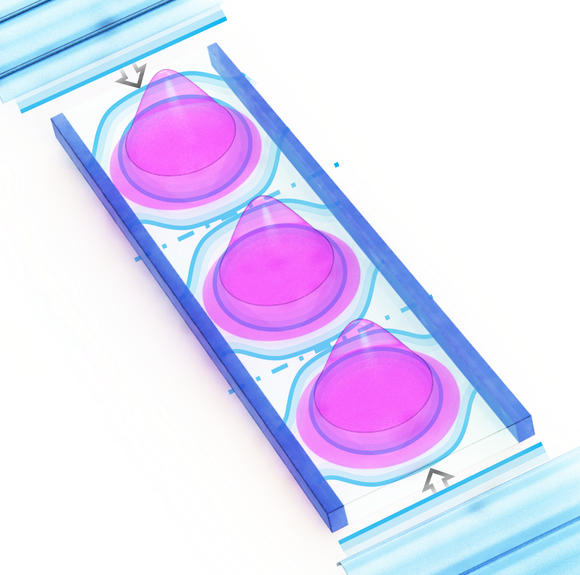 Bright pink mounds on top of a light blue background