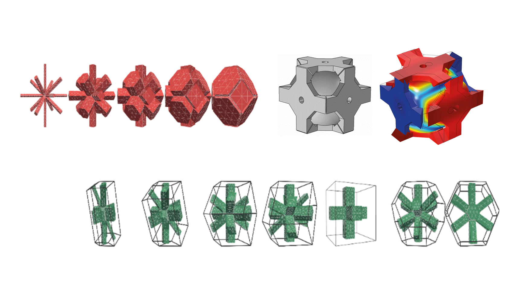 3D graphic representations of various crystalline structures