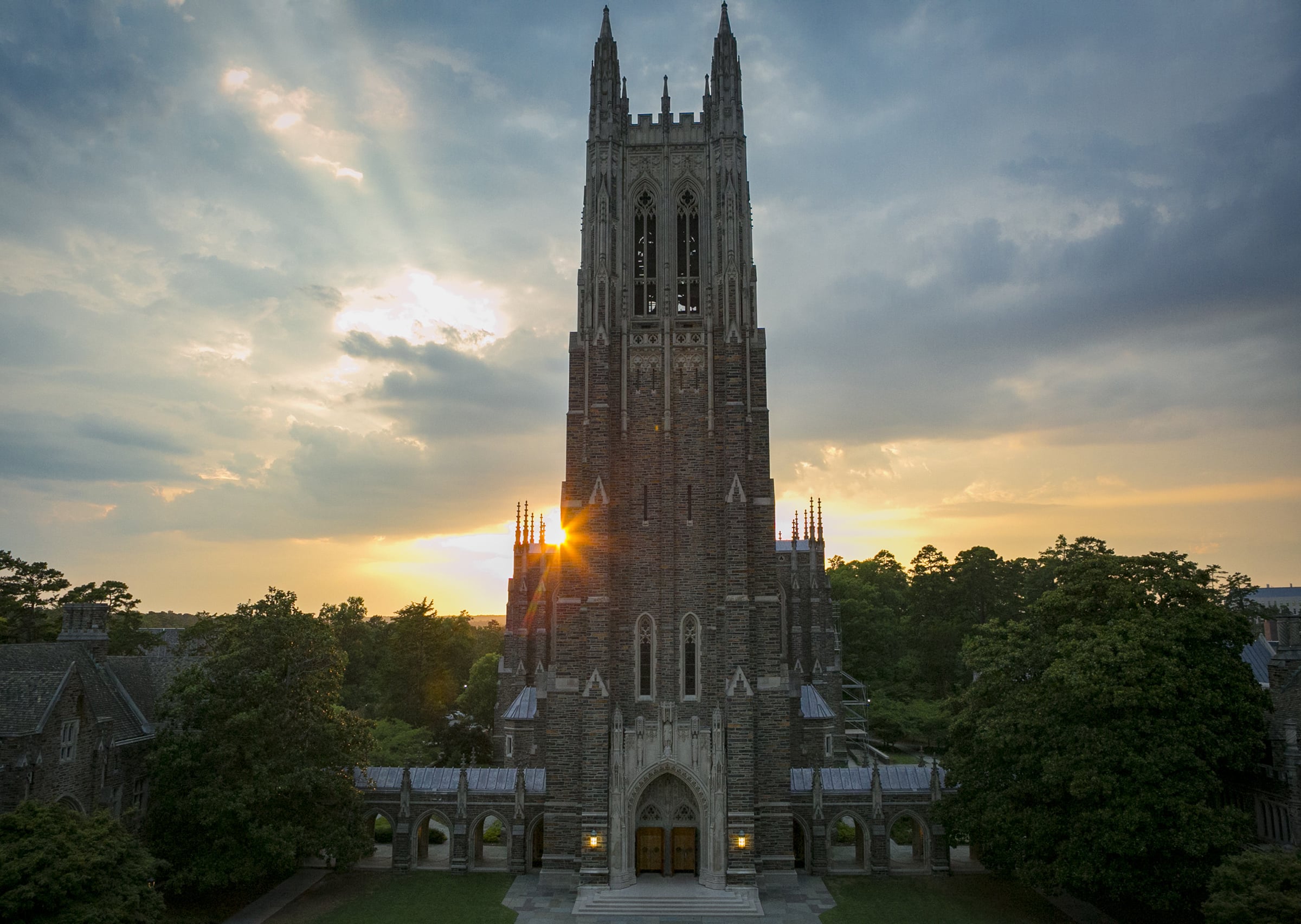 Duke chapel at sunset