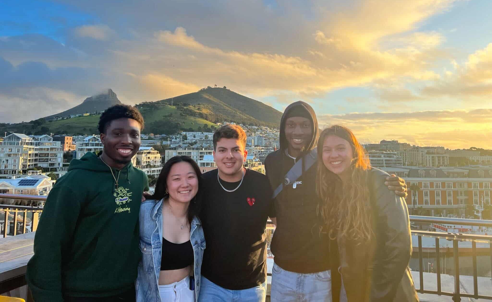 undergraduate students at Duke on a rooftop in Cape Town, South Africa