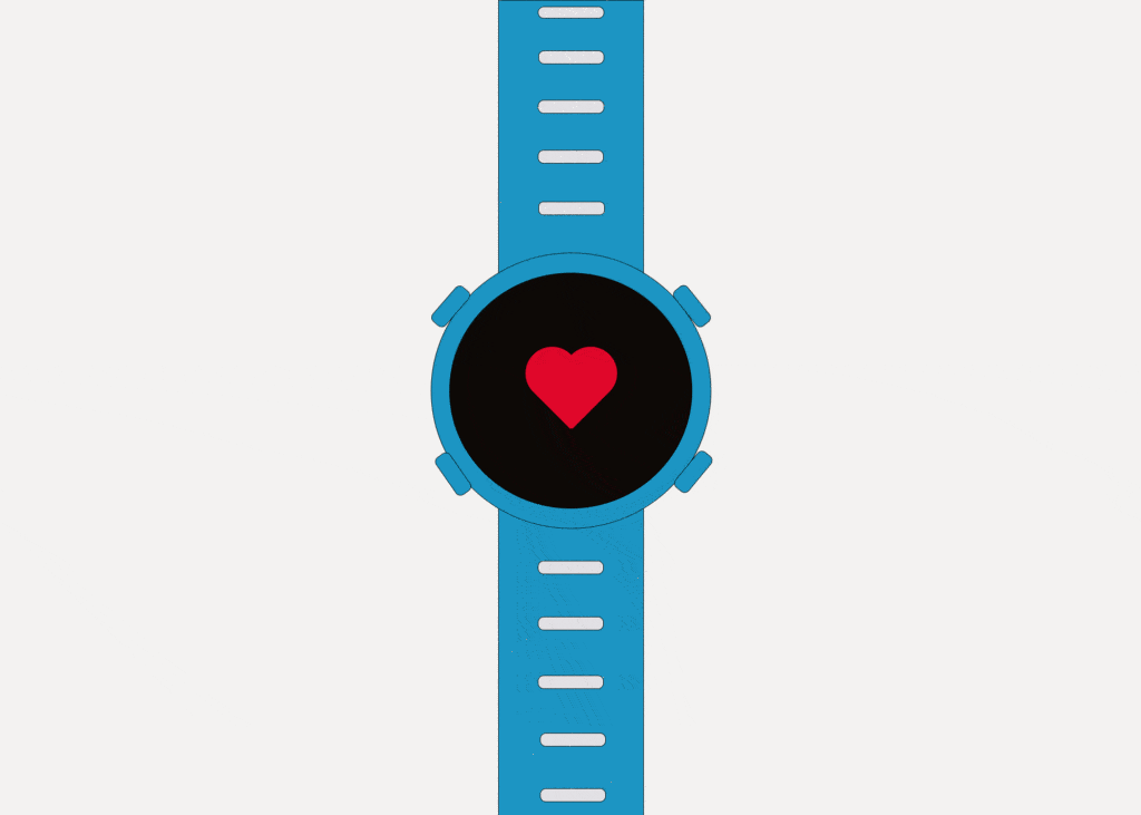 animation of a smart watch showing a heartbeat