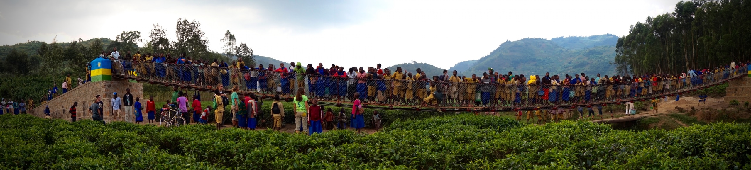 DEID students traveled to Rwanda in 2014 to help construct this pedestrian bridge. In other years, projects have been based in Honduras, Uganda, Costa Rica, Bolivia, and the United States.