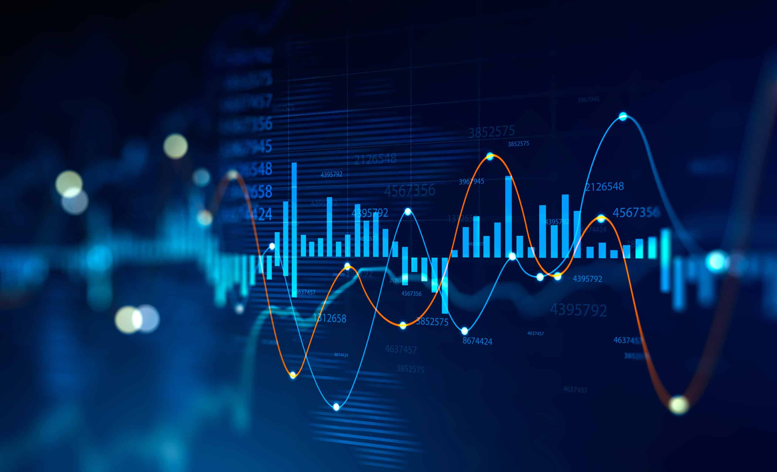 Stock market and trading, digital graph