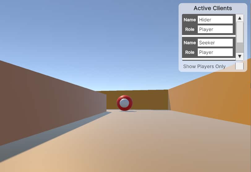 a red ball with a white front travels through a VR track