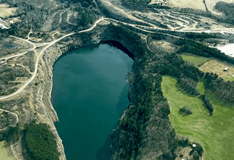 Aerial view of a lithium mine
