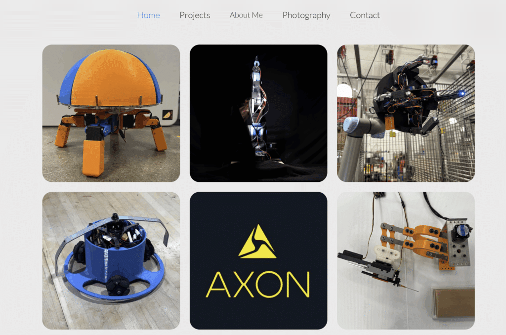 website screenshot showing six project photos