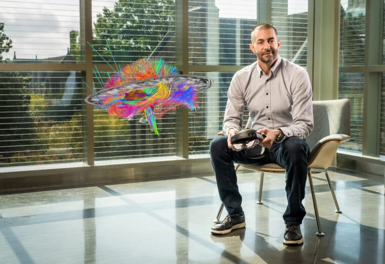 Portrait of Dr. Cameron McIntyre, Ph.D., a Professor of Biomedical Engineering and pioneer in the field of Deep Brain Stimulation (DBS), photographed for “2022 New Faculty Profiles” series.