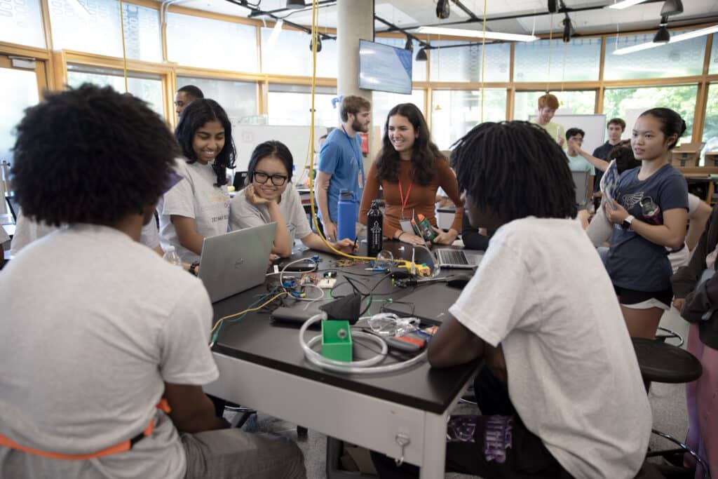 local high school students get a hands-on course in design learning inside the Duke Engineering Design Pod