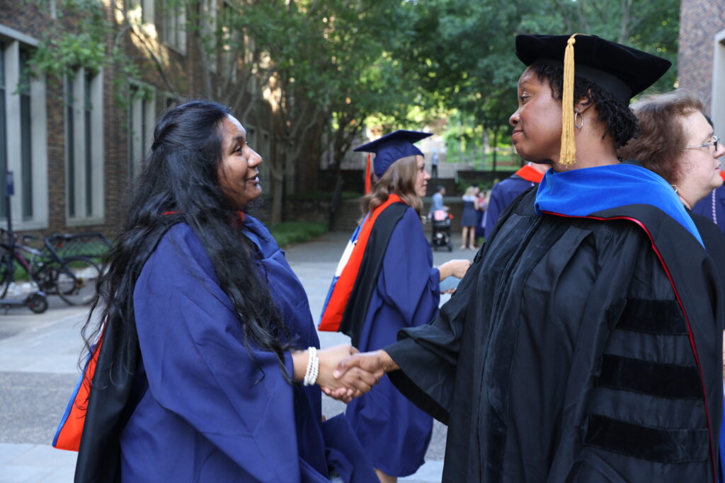 faculty and student interaction at the Master of Engineering Management online ceremony in 2025
