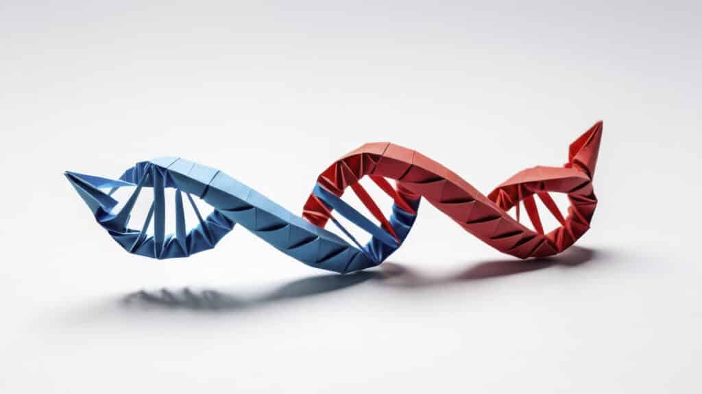A vibrant representation of DNA showcasing creativity in origami