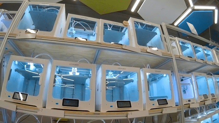 Gif of 3D printers in action