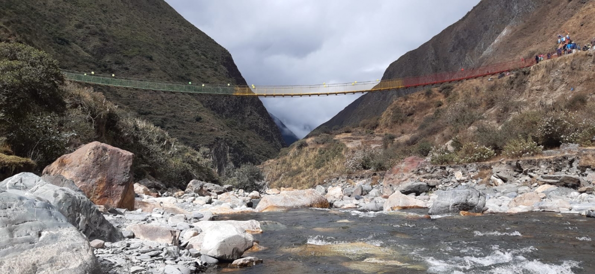 pedestrian bridge built in Bolivia 